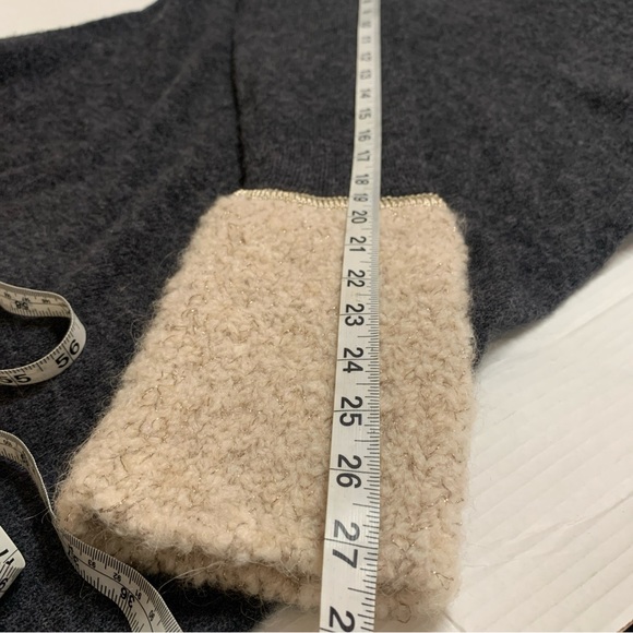 TORY BURCH Gray and Cream Angelina Turtleneck Alpaca Sweater Women’s Size XL - Picture 11 of 13